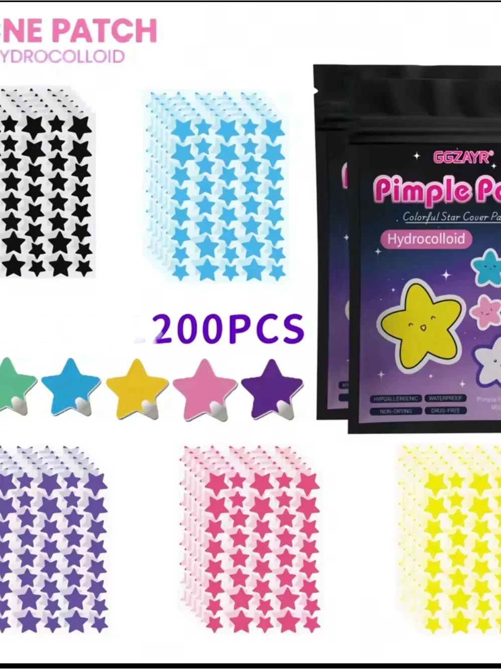 200 pcs Colorful Stars Pimple Patches